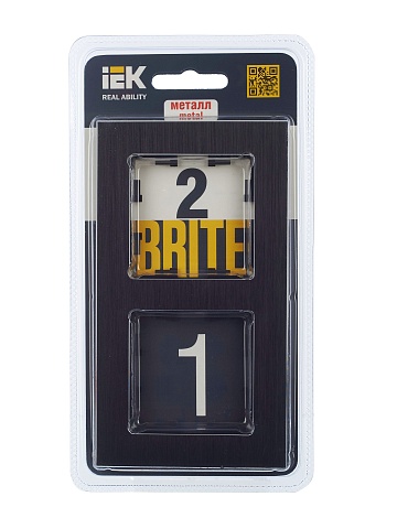 IEK BRITE Рамка 2-мест. РУ-2-1-БрЧ металл черн.