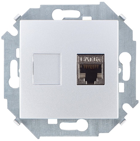 Simon 15 Алюминий Розетка компьютерная RJ45 кат.6A (АМР, FTP)