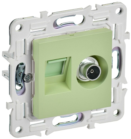 IEK SKANDY Мятный Розетка двойная TV+RJ45 кат.5E SK-A14G