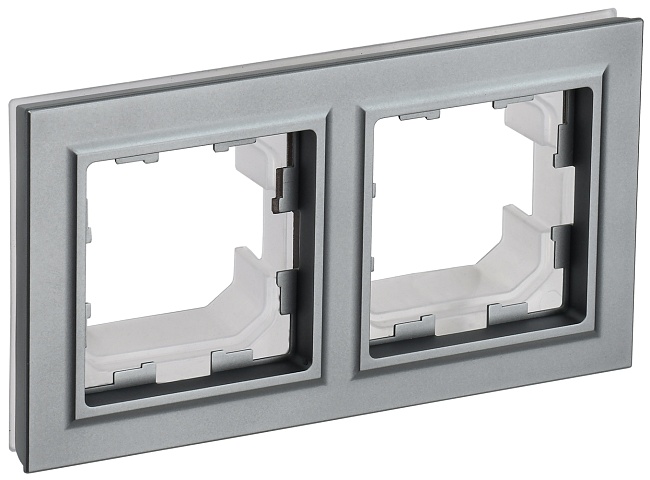 IEK BRITE Рамка 2-местная IP44 РУ-2-БрС-44 сталь