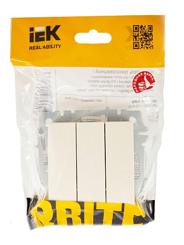 IEK BRITE Выключатель 3-клавишный 10А ВС10-3-0-БрКр бежевый