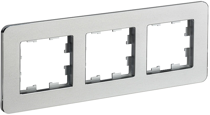 IEK BRITE DECOR Алюминий металл. скругл.угол Рамка 3-м РУ-3-1-Бр RE