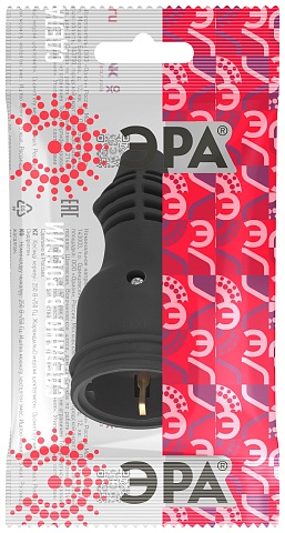 ЭРА Розетка RX11-B-IP44 каучуковая c заземлением 16А IP44 прямая черная
