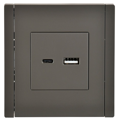 IEK FORTE&PIANO Серый Розетка USB A+C 3,1А FP350