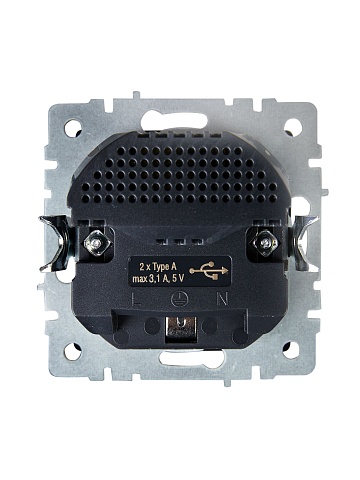 IEK BRITE Роз. с з/к/ш 16А с USB A+A 3,1А РЮш10-2-БрШ шамп.