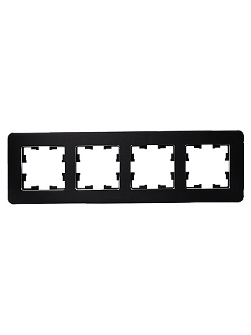 IEK BRITE DECOR Черный металл. скругл.угол Рамка 4-м РУ-4-1-Бр RE