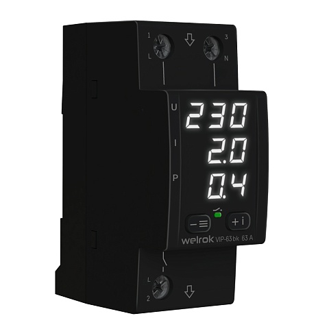 Welrok VIP 63 bk Реле напряжения многофункциональное 63 А (max 80 A) 13 900 ВА черный корпус