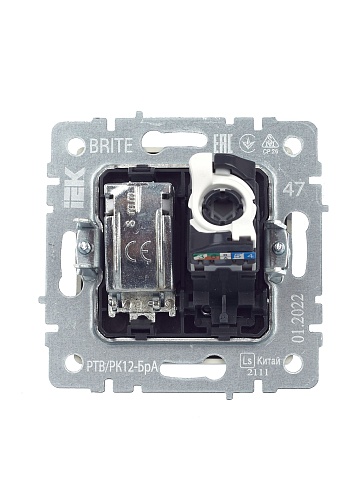 IEK BRITE Розетка двойная TV+RJ45 кат.5E РТВ/РК12-БрА алюминий