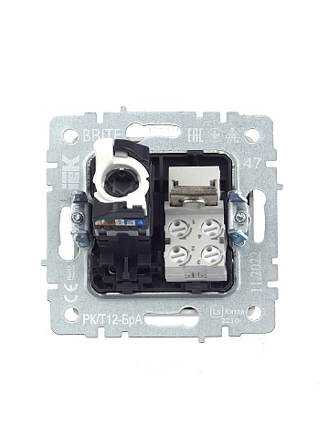 IEK BRITE Розетка двойная RJ11+RJ45 кат.5E РК/Т12-БрА алюминий