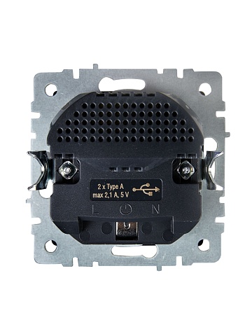 IEK BRITE Роз. с з/к/ш 16А с USB A+A 2,1А РЮш10-1-БрА алюм.