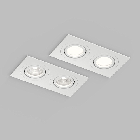 Denkirs DK2112-WH Встраиваемый влагозащищённый светильник HYDRO, IP44, 2×15 Вт LED макс., GU10, алюминий, белый