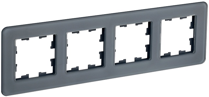IEK BRITE DECOR Графит матовый стекло скругл.угол Рамка 4-м РУ-4-2-Бр RE