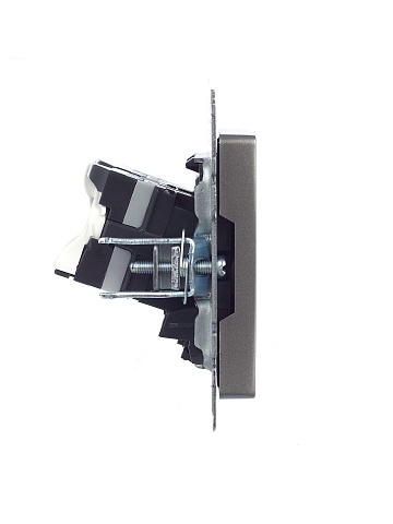 IEK BRITE Розетка компьютерная двойная RJ45 кат.5E РК10-2-БрС сталь