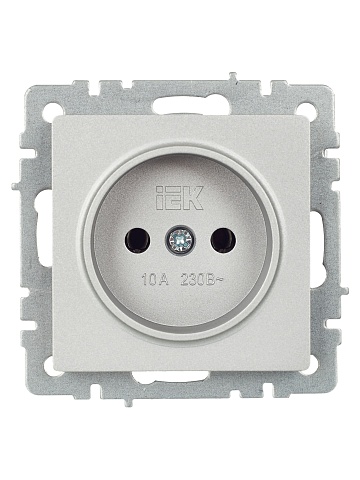 IEK BRITE Розетка 1-местная без заземления без защитных шторок 10А РС10-1-0-БрА алюминий