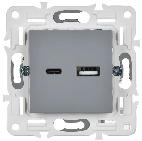 IEK SKANDY Серый Розетка USB A+C 3,1А SK-R14Gr