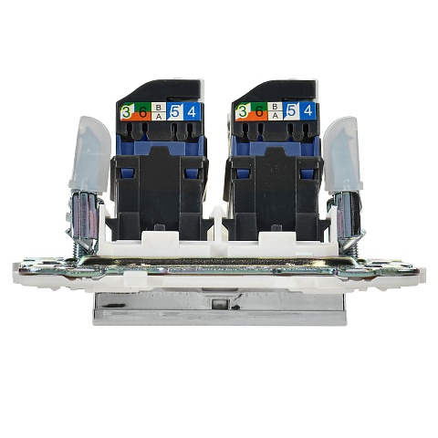 IEK SKANDY Никель Розетка компьютерная двойная RJ45 кат.6 SK-K04N