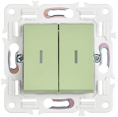 IEK SKANDY Мятный Выключатель 2-клавишный проходной с индикацией 10А SK-V10G