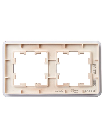 IEK BRITE DECOR Дымчатый матовый стекло скругл.угол Рамка 2-мест. РУ-2-2-Бр RE