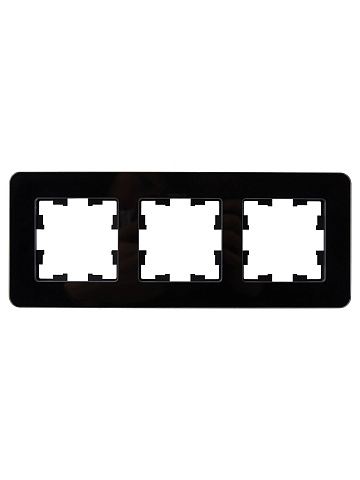 IEK BRITE DECOR Черный матовый стекло скругл.угол Рамка 3-мест. РУ-3-2-Бр RE