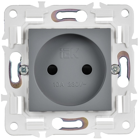 IEK SKANDY Серый Розетка б/з с защитными шторками 10А SK-R01Gr
