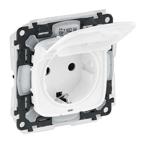 Legrand Valena ALLURE Бел Розетка с/з 1-ная, со шторками, с крышкой IP44
