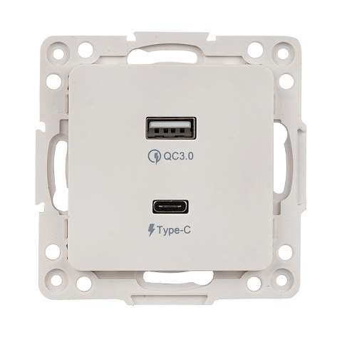 EKF PROxima Стокгольм Белый Розетка с 2 USB type A+C