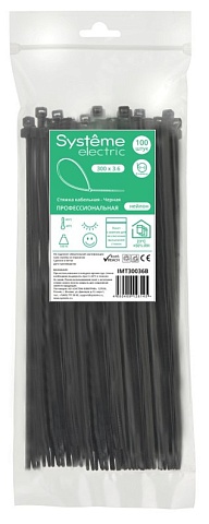 Systeme Electric Стяжка кабельная 300х3.6 Чёрная (100шт)