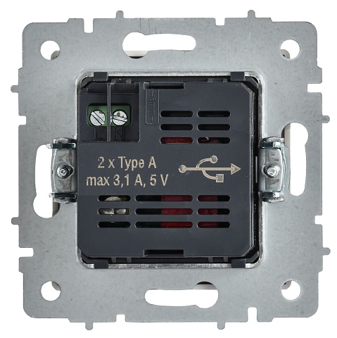 IEK BRITE Роз. USB A+A 3,1А РЮ10-1-БрАБ а/б