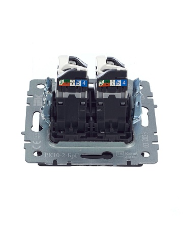 IEK BRITE Розетка компьютерная двойная RJ45 кат.5E РК10-2-БрГ графит