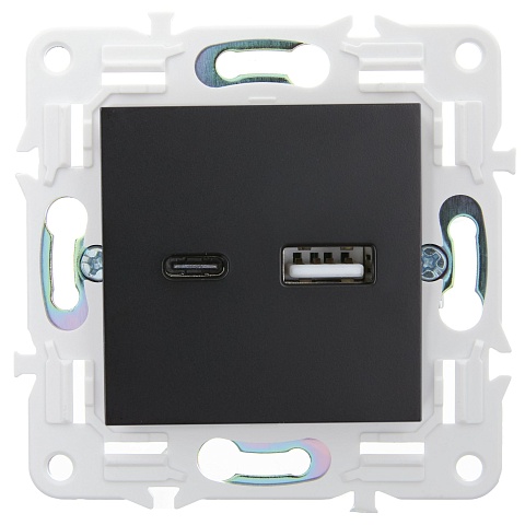 IEK SKANDY Черный Розетка USB A+C 3,1А SK-R14Bl