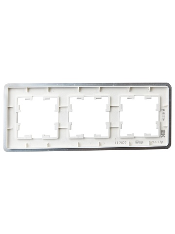 IEK BRITE DECOR Алюминий/алюм метал. скругл.угол Рамка 3-м РУ-3-1-Бр RE AL