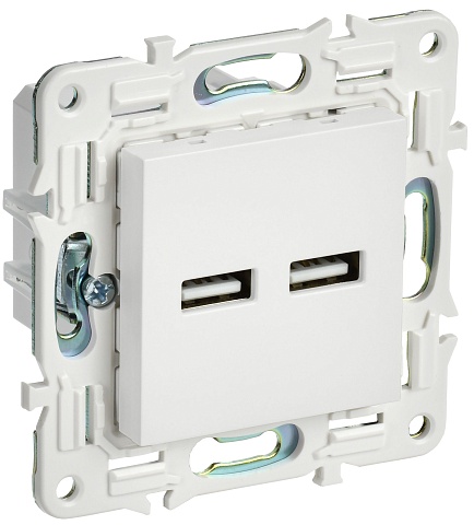 IEK SKANDY Арктический белый Розетка USB A+A 3,1А SK-R15W