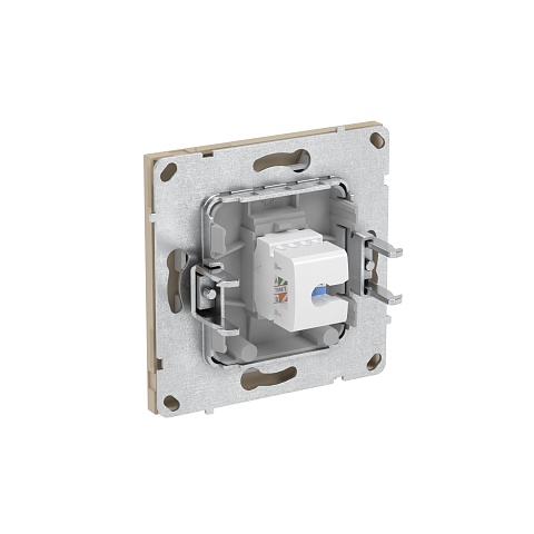 DKC KANT Компьютерная розетка RJ-45 без шторки, кат.5е одинарная, ванильный марципан