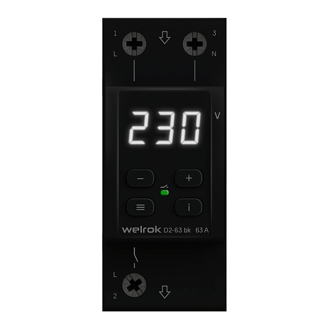 Welrok D2-63 bk Реле напряжения 63 А (max 80 A) 13 900 ВА