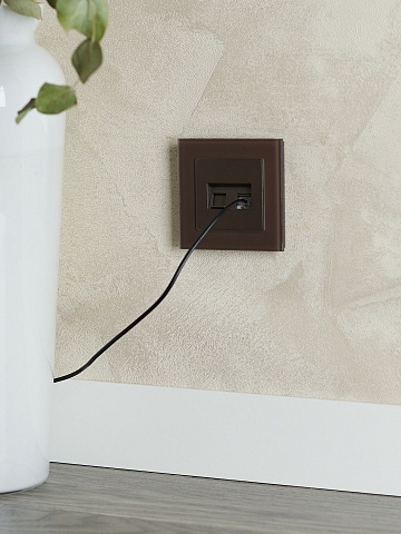 IEK BRITE Розетка двойная RJ11+RJ45 кат.5E РК/Т12-БрТБ темная бронза