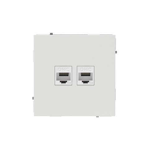 DKC KANT Компьютерная розетка RJ-45 без шторки, кат.5е двойная, белый песок