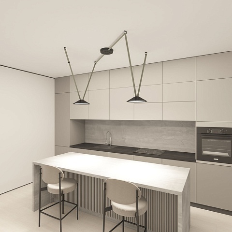 Denkirs DK5565-BK Трековый светильник Belty Flow со светодиодом d300mm H71mm 48V 12W 120° 3000K IP20 черный алюминий