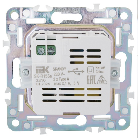 IEK SKANDY Песочный Розетка USB A+A 3,1А SK-R15Sa