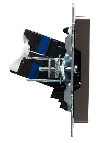 IEK BRITE BASE Сталь Розетка комп. 2-ая RJ45 кат.6 РК11-2-БрС