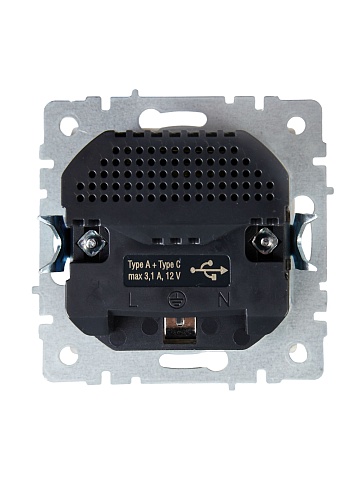 IEK BRITE Роз. с з/к/ш 16А с USB A+C 18Вт РЮш11-1-БрКр беж.