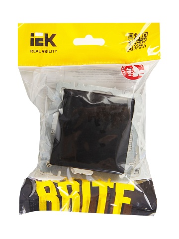 IEK BRITE Розетка 1-местная с заземлением с защитными шторками и крышкой 16А IP20 РСбш10-3-БрЧ черный