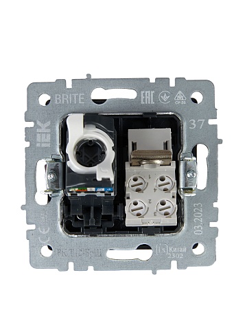 IEK BRITE Розетка двойная RJ11+RJ45 кат.5E РК/Т12-БрШ шампань