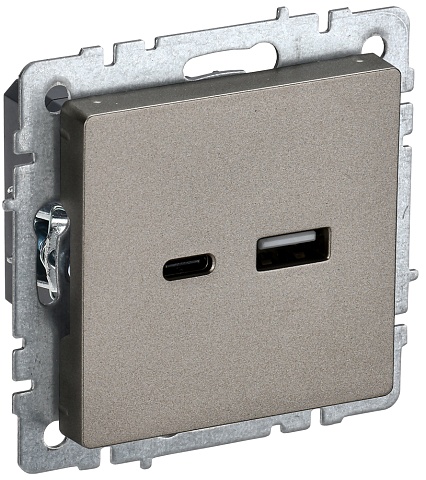 IEK BRITE Роз. USB A+C 18Вт РЮ11-1-БрШ шамп.