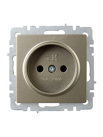 IEK BRITE Розетка 1-местная без заземления без защитных шторок 10А РС10-1-0-БрШ шампань