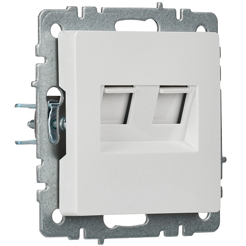 IEK BRITE Розетка компьютерная двойная кат.5E RJ45 РК10-2-БрБ белый
