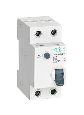 Systeme Electric City9 Set Авт. выкл. диф. тока (АВДТ) 1P+N С 32А 6kA 30мА Тип-AС 230В