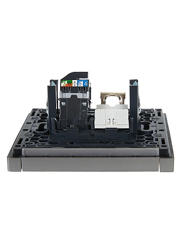 IEK FORTE&PIANO Сталь Розетка двойная RJ11+RJ45 кат.5E FP535
