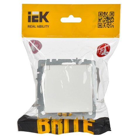 IEK BRITE Розетка 1-местная с заземлением с защитными шторками и крышкой 16А IP44 РСбш10-3-44-БрБ белый
