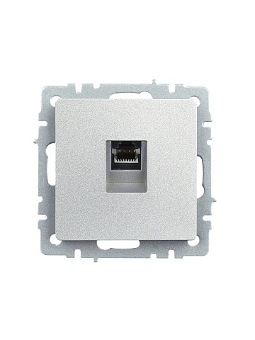 IEK BRITE Розетка компьютерная RJ45 кат.5E РК10-БрА алюминий