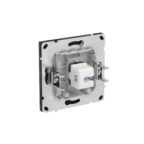 DKC KANT Компьютерная розетка RJ-45 без шторки, кат.6А одинарная,черный уголь